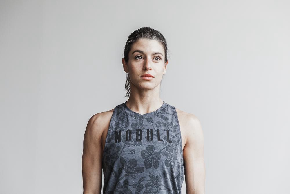 NOBULL Women's High-Neck (Cherry Blossom) Tank Tops - Charcoal Cherry Blossom - Ireland (0852BFPJQ)